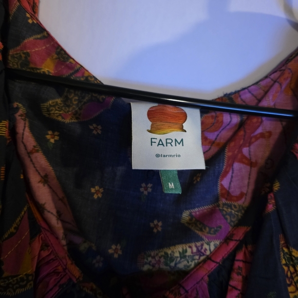 Farm Rio Bananas Patchwork Shirt Ruffled Oversized M - Picture 6 of 8